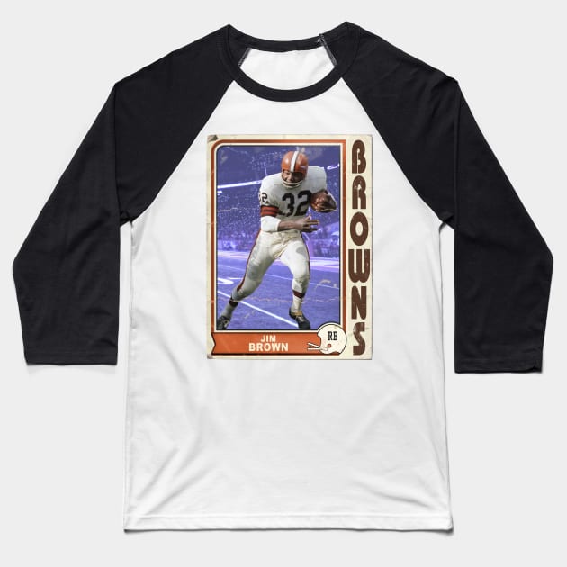 Retro Jim Brown Football Trading Card Baseball T-Shirt by darklordpug